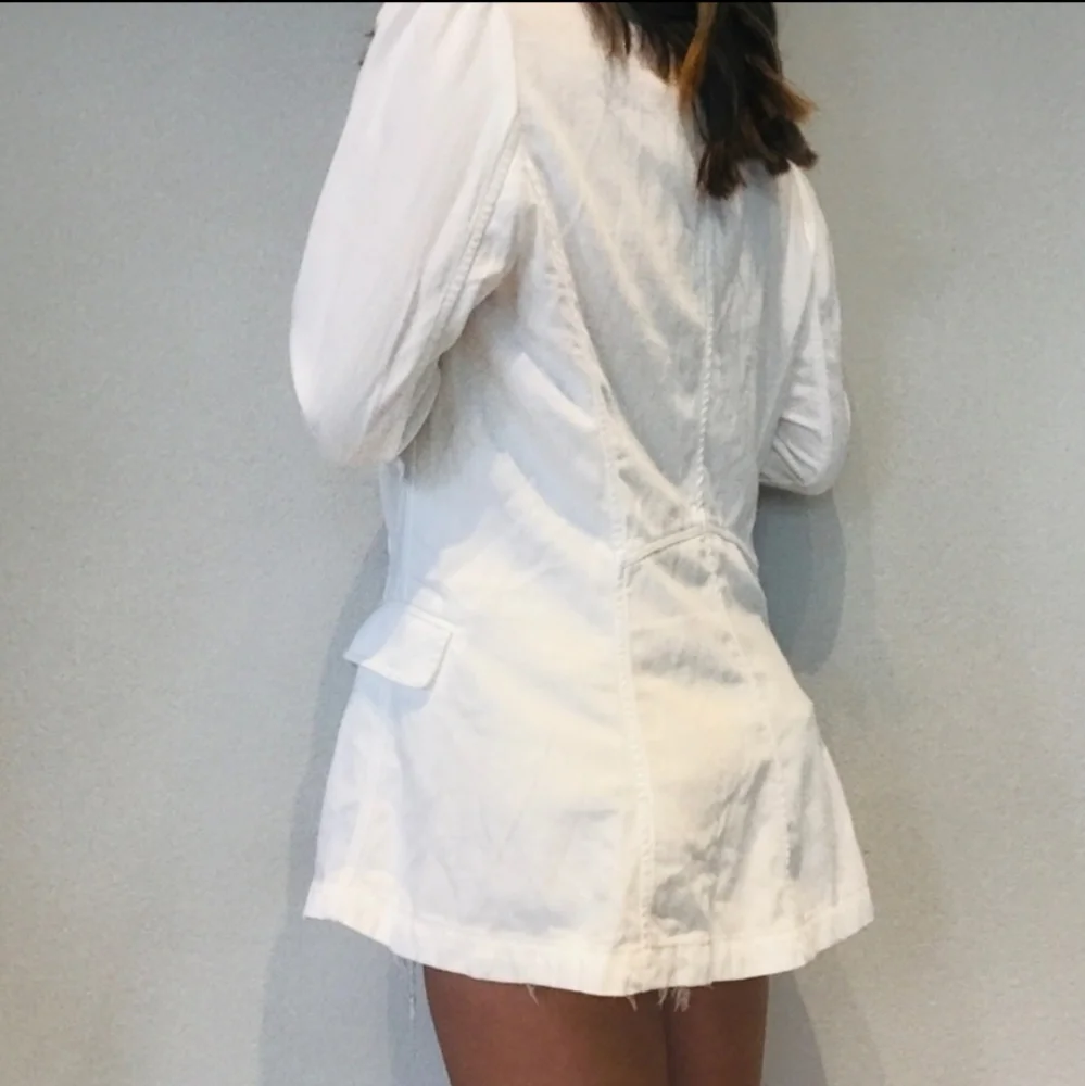 New FREE PEOPLE Oversized Long Blazer Opal White M Worn 1x - Picture 5 of 13